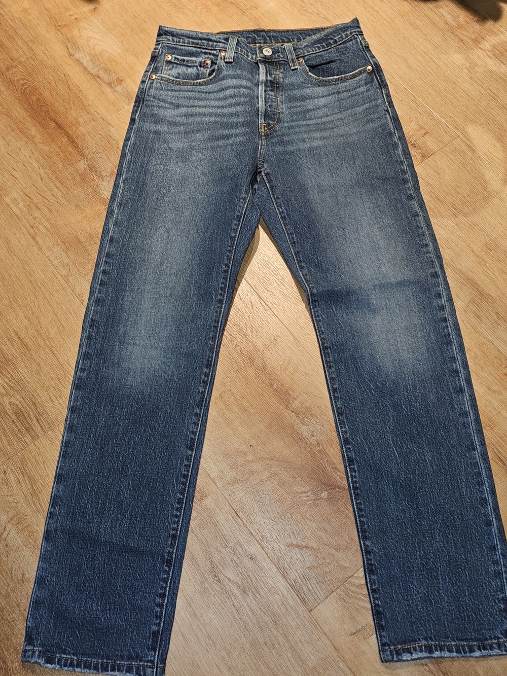 Classic Straight Leg Women's Jeans - Washed Blue